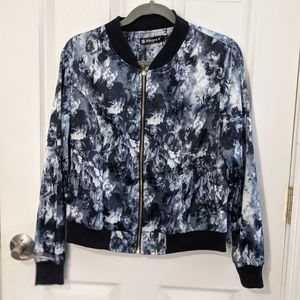 Watercolor Floral Bomber Jacket | Satin Feel
